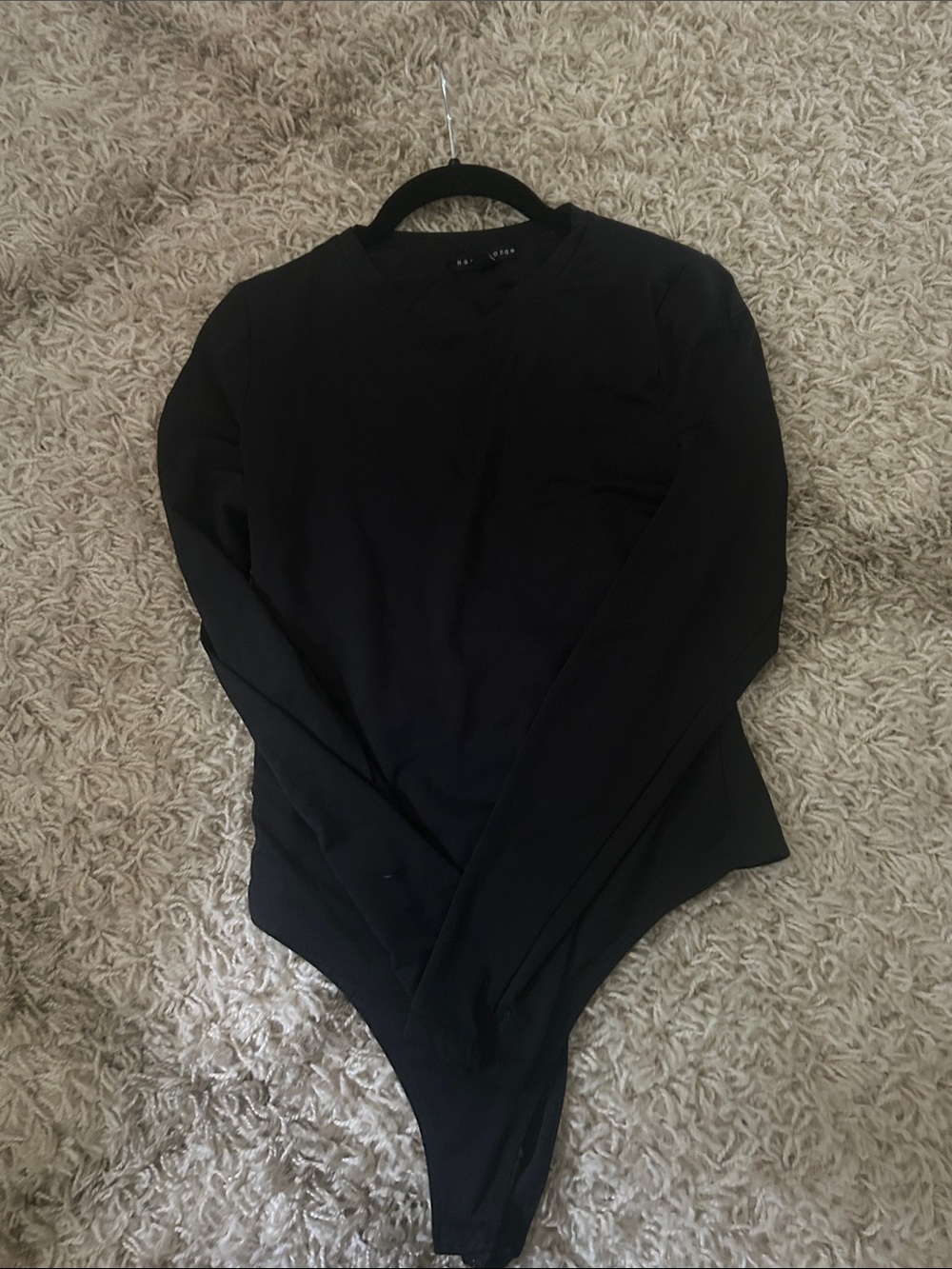 Woman's Black Long-Sleeve Sweater Bodysuit Haute Monde